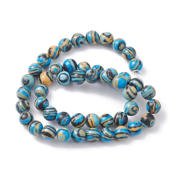 1Strand Synthetic Malachite Beads Strands Dyed Round Sky Blue 8mm Hole: 1mm 46pcs/strand 14.76''(37.5cm)
