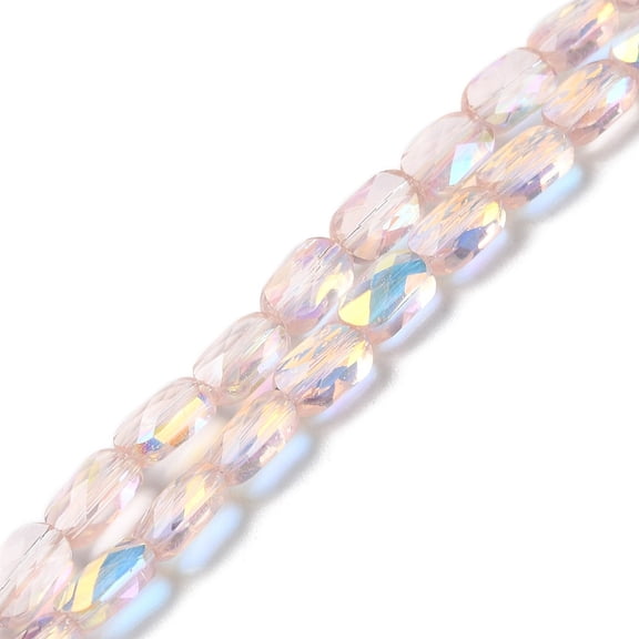 1Strand Transparent Electroplate Glass Beads Strands AB Color Faceted Rectangle Seashell Color 7x4.5x3.5mm Hole: 1.2mm 77~71pcs/strand 21.06''~22.44''(53.5~57cm)