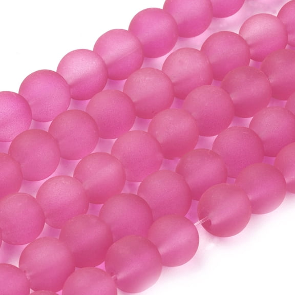 1Strand Transparent Glass Bead Strands Frosted Round Deep Pink 8mm Hole: 1~1.6mm about 99pcs/strand 31.4 inch