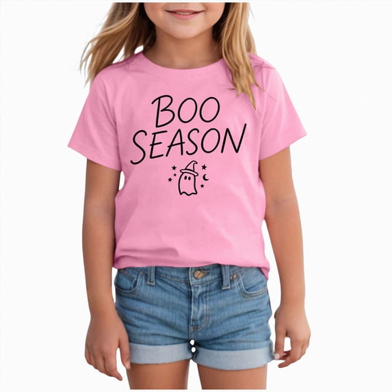 1T 2T Toddler Halloween Shirt for Girls Ghost Graphic Tshirts Kids Spooky Season Short Sleeve Tee Cute Kids Tops Girls Clothes Size 1-2T