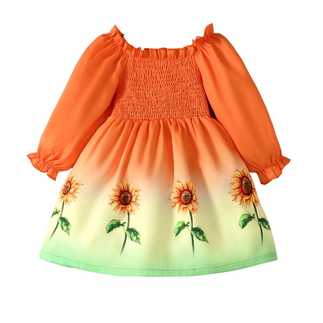 1T Toddler Baby Girls Clothes Baby Girls Dress 12T Girls Long Sleeve