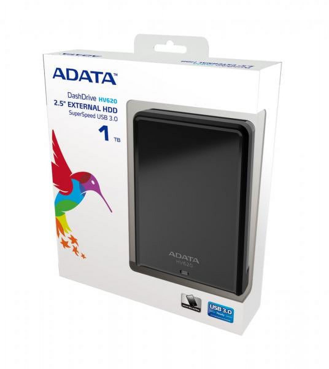1TB AData DashDrive HV620 USB3.0 Black Portable Hard Drive - image 1 of 2