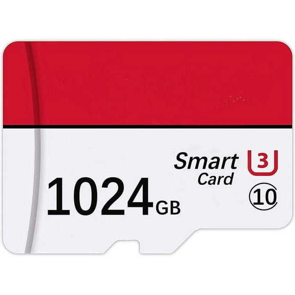 1TB Memory Card Class 10 with Free adapter Compatible with Micro SD Cards For Camera New Red/White