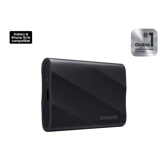 Samsung T9 Portable SSD 1TB Black, Up-to 2,000MB/s, USB 3.2 Gen 2x2 (MU-PG1T0B/AM)