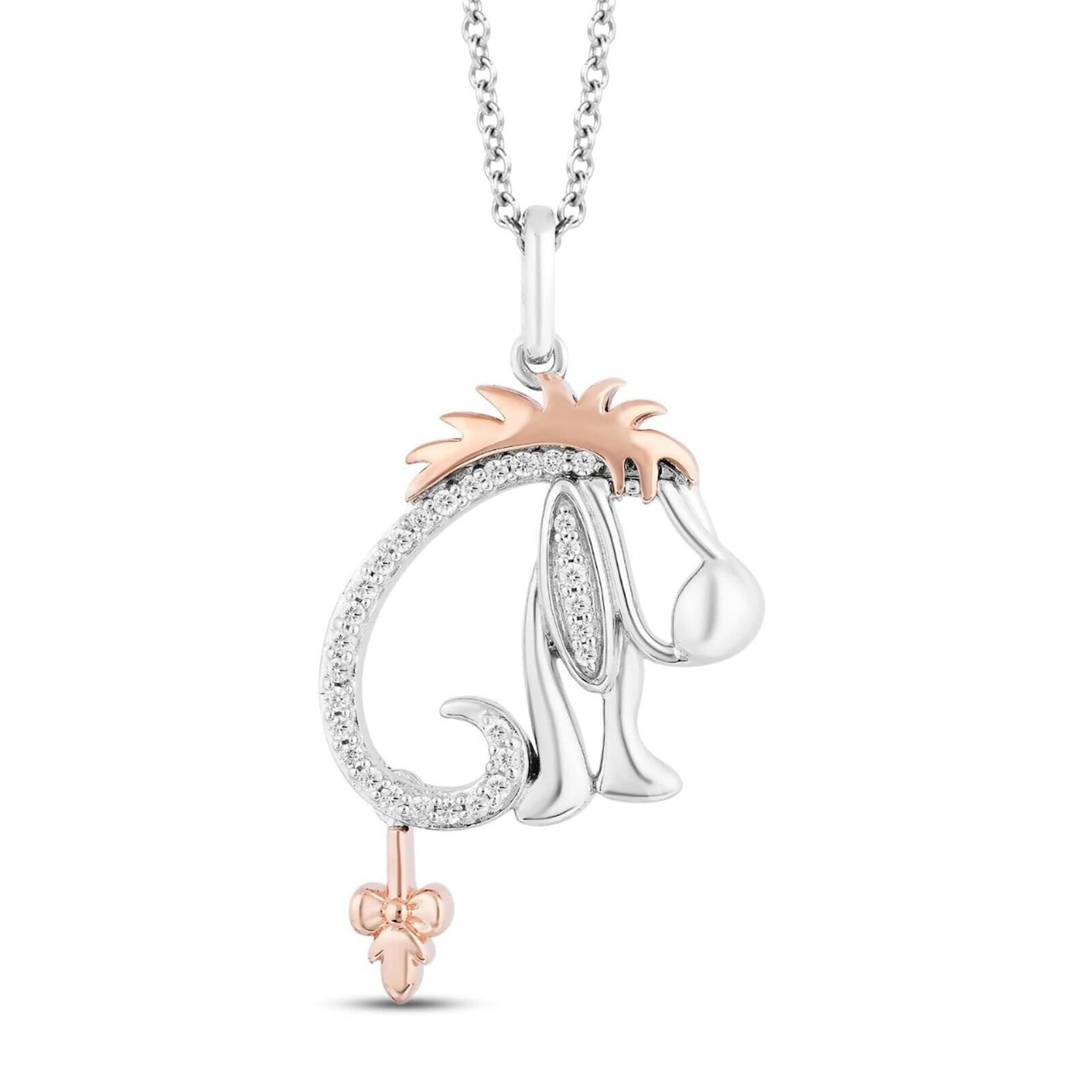 1TCW Round Cut Lab Created Diamond Eeyore Winnie the Pooh Pendant
