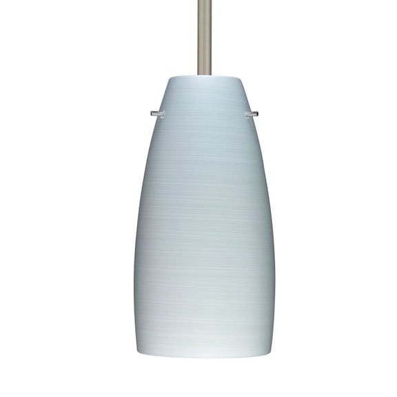 1TT-1512KR-SN-Besa Lighting-Tao 10 - 1 Light Stem Pendant In Contemporary Style-10.75 Inches Tall and 5.13 Inches Wide-Satin Nickel Finish-Chalk Glass