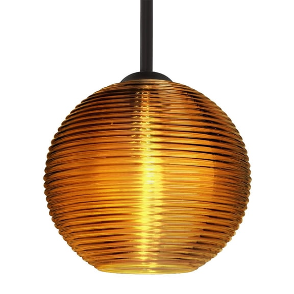 1TT-461682-LED-BK Besa Lighting Kristall 8 - 1 Light Stem Pendant In Contemporary Style-9 Inches Tall and 10 Inches Wide-Black Finish-Amber Glass