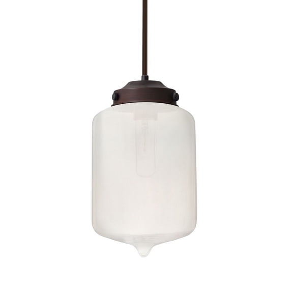 1TT-OLINFR-BR-Besa Lighting-Olin - 1 Light Stem Pendant-11 Inches Tall and 7 Inches Wide-Bronze Finish-Frost Glass Color