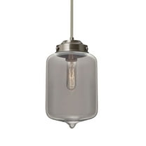 1TT-OLINSM-SN-Besa Lighting-Olin - 1 Light Stem Pendant-11 Inches Tall and 7 Inches Wide-Satin Nickel Finish-Smoke Glass Color