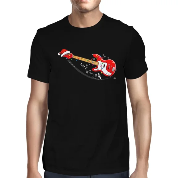 1Tee Mens Christmas Music - Red Guitar T-Shirt