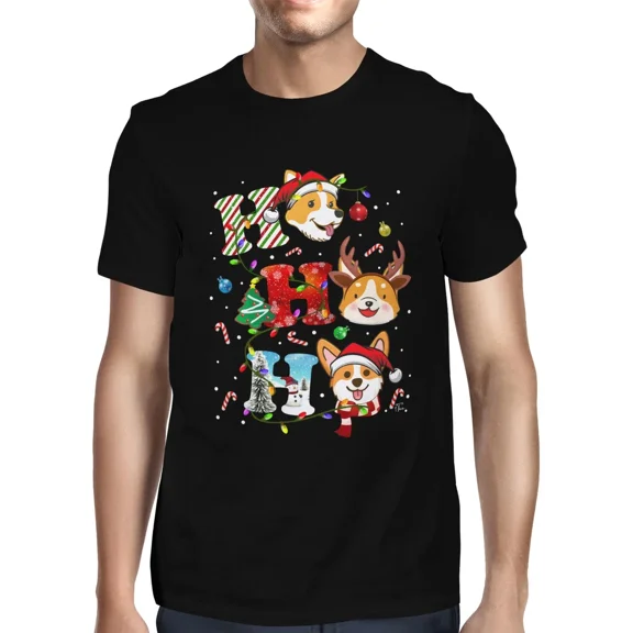 1Tee Mens Ho Ho Ho Festive Dogs T-Shirt