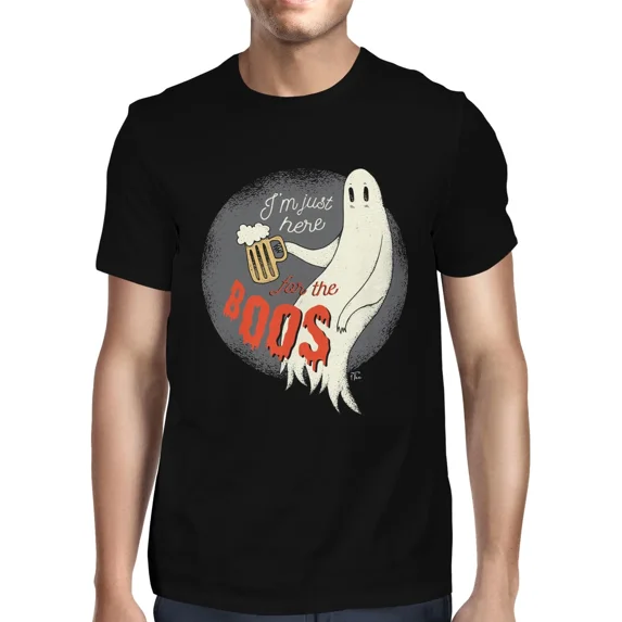 1Tee Mens Just Here for the Boos Ghost T-Shirt