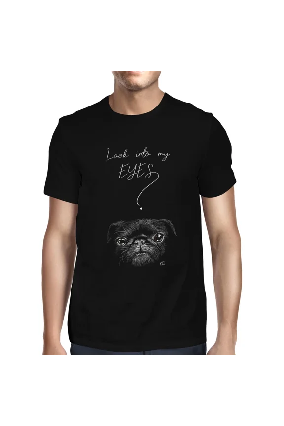 1Tee Mens Look Into My Eyes Pug Dog T-Shirt