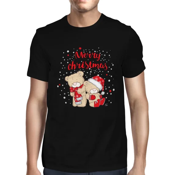 1Tee Mens Merry Christmas Teddy Bears Cute T-Shirt
