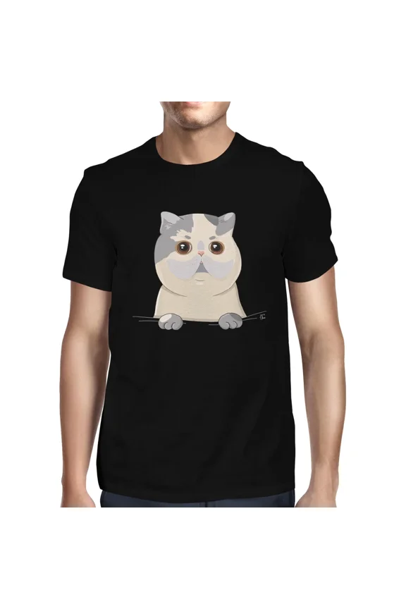 1Tee Mens Peeking Cat Pocket T-Shirt