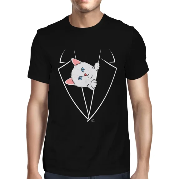 1Tee Mens Peeking Cat T-Shirt