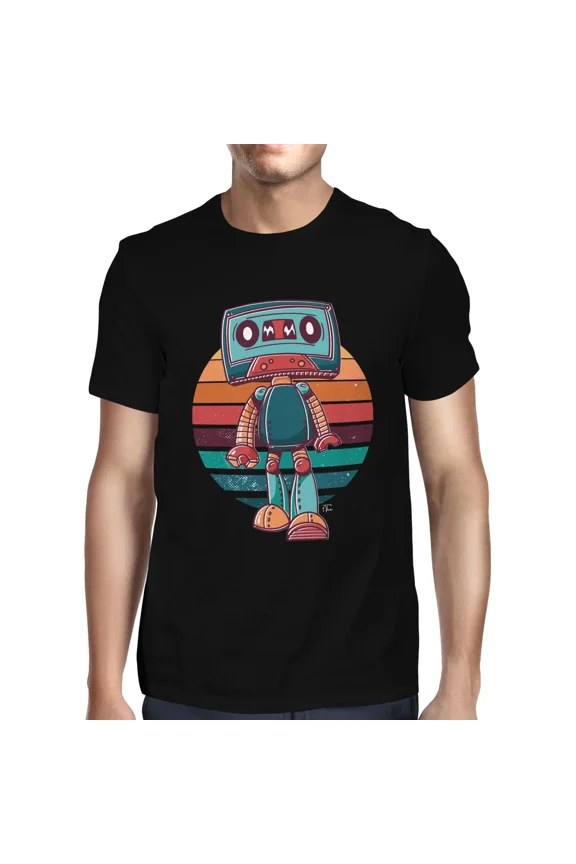 1Tee Mens Robot Cassette T-Shirt