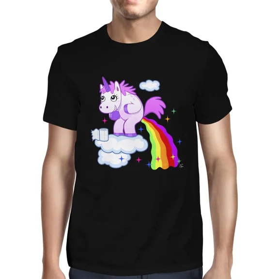 1Tee Mens Unicorn Pooping Rainbow Juice From the Clouds T-Shirt