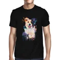 thumbnail image 1 of 1Tee Mens Watercolour Abstract Border Collie Dog T-Shirt, 1 of 2