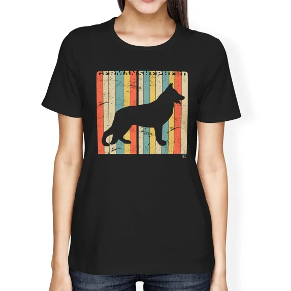 1Tee Womens Loose Fit German Shepherd Dog Breed - Colourful Retro T-Shirt
