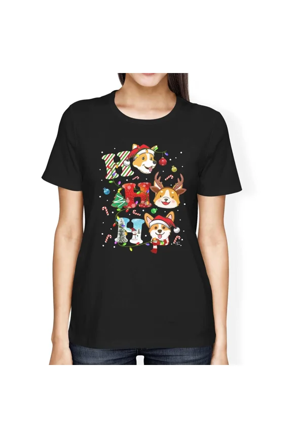1Tee Womens Loose Fit Ho Ho Ho Festive Dogs T-Shirt