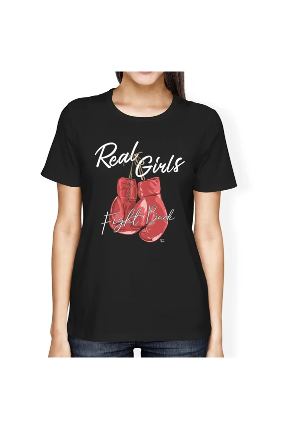 1Tee Womens Loose Fit Real Girls Fight Back T-Shirt