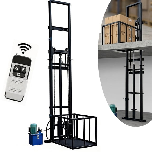 1Ton/2200Lbs Load Electric Lift Platform Table,9.8FT Lifting Height Heavy-Duty Hydraulic Lifting Rail Hoist,Wall Mounted Factory Warehouse Home Space Dedicated Freight Elevator