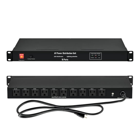 1U-19"-PDU-10ASP 10 NEMA 5-15R Outlet Rack Mount Power Distribution Unit for Network Servers