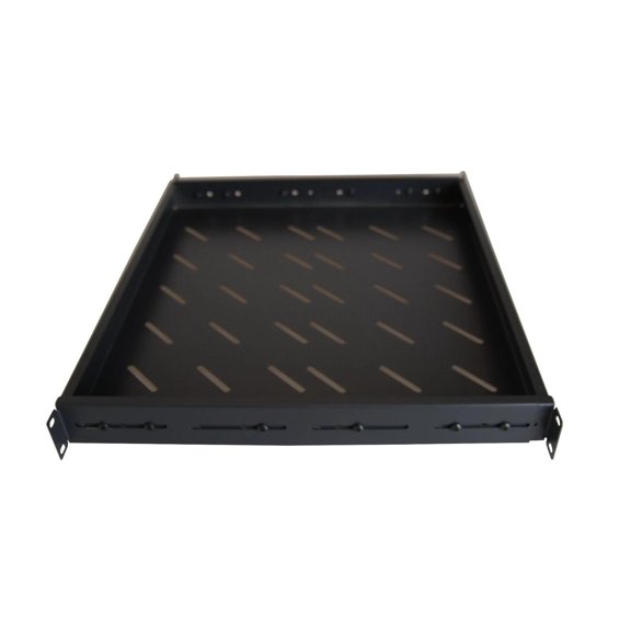 1U Fixed Vented Server Shelf 19" 4 Post 16in - 37in Adjustable Rack Mount Black