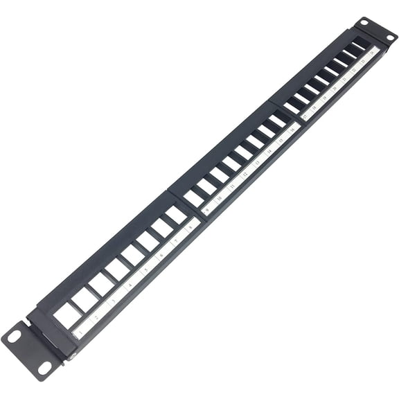 1U Hinged 24 Port Blank Keystone Patch Panel for 19 Inch Rackmount or Wall Mount UTP Unloaded Patch Panel for Ethernet Cat6,Cat5, Cat5E Keystone Jacks or Multimedia (1U24PP)