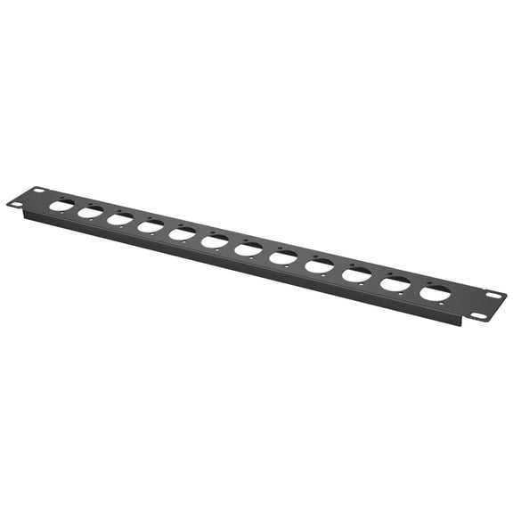 1U Hinged D-Series 12 Connectors Punch-Out Component Panel for 19 inches Sound, AV, Computer -Equipment Racks- Patch Panel Compatible for XLR, for HDMI (1U12D)