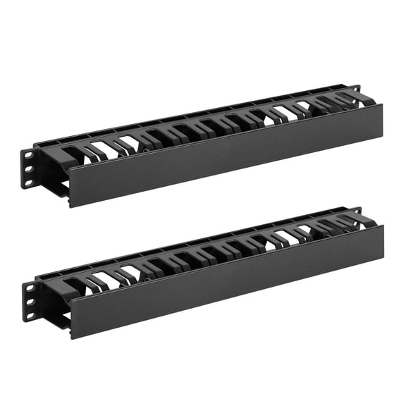 1U Horizontal Server Rack Cable Management Duct 2 Pack 19 Inch Cabinet Organizer