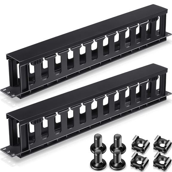 1U Rack Cable Management Sleeves, 2 Pack, Horizontal Mount 19 Inch Wall Shelf Use