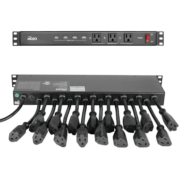 1U Rack Mount 19 Outlet PDU Power Distribution Unit Power Strip Circuit Breaker fits 19-inch AV/Network/Server Cabinet/Closet/Enclosure