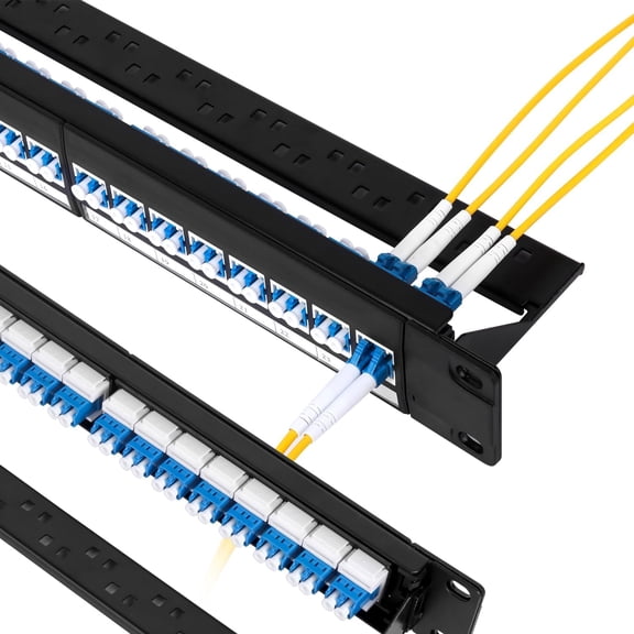 1U Rack-Mount Fiber Patch Panel 48Port LC OS1/OS2 with LC-UPC Singlemode Fiber Coupler Keystone Jack Modular (Included Rack Screws)