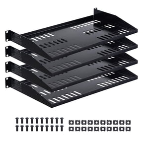 1U Server Rack Shelf 4 PCS 50 lbs Max Load Vented Cantilever Wall Mount Rack Mount Tray 10 Inch Depth Air Circulation 19 Inch Cabinet Network Equipment