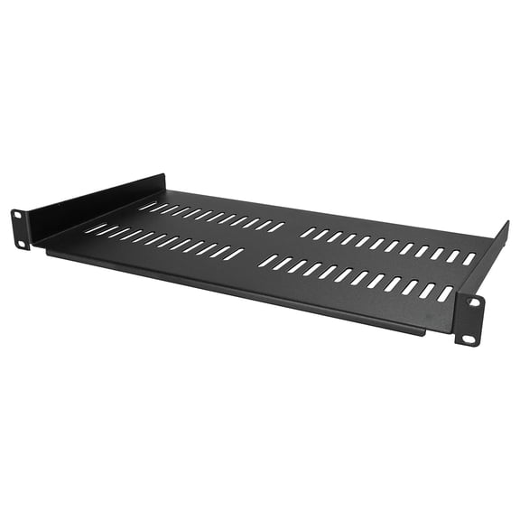 1U Server Rack Shelf Vented Cantilever Tray 10" Deep, Black for 19" Equipments Rack & Cabinet
