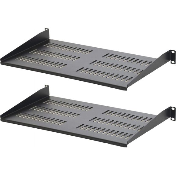 1U Server Rack Shelf Vented Rackmount Cantilever Shelf 10" Deep, for 19” IT Network Rack Cabinet Enclosure - Fixed Server Rack Cabinet Shelf 2-Pack