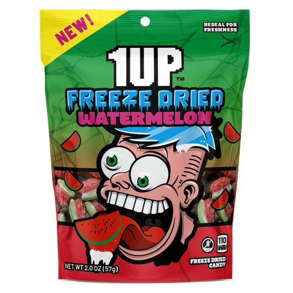 1UP Freeze Dried Watermelon Candy, 2.0 oz Resealable Bag (2 Pack)