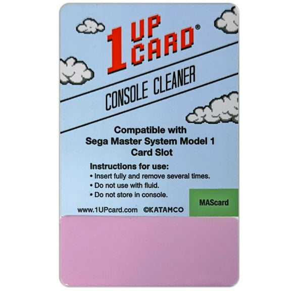 1UPcard&trade; Video Game Console Cleaner Compatible with Sega Master System Model 1 Card Slot