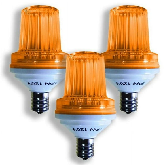 1W E17 Base Orange Lens 180 Flash & Minute LED Bulb, Orange - Pack of 3