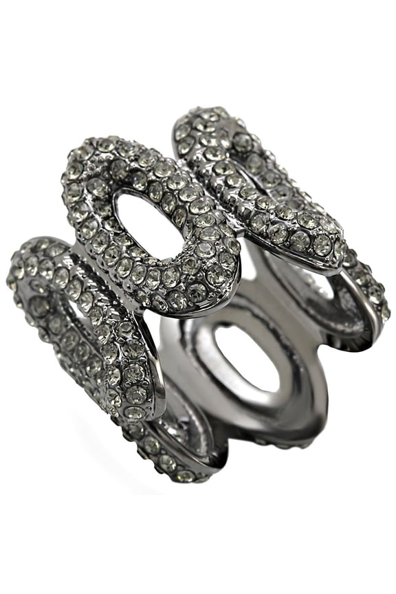1W033 - Ruthenium Brass Ring with Top Grade Crystal in Black Diamond