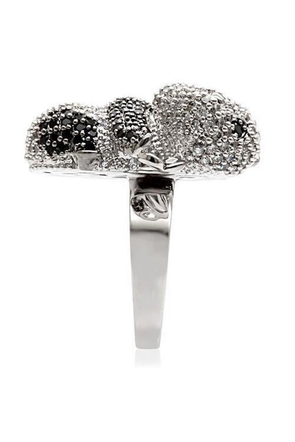 1W083 - Rhodium + Ruthenium Brass Ring with AAA Grade CZ in Black Diamond