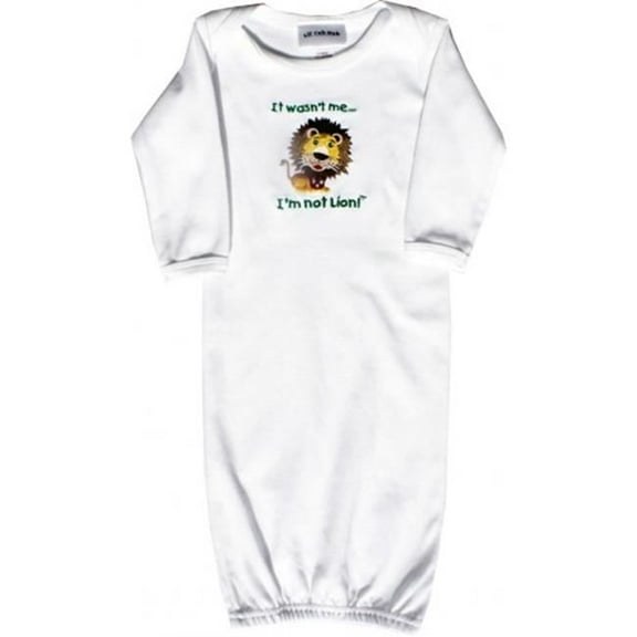 1WLSOGL-03 White Long Sleeve Gown - Lion- 0-3 months