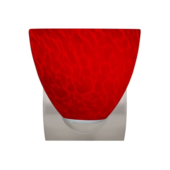 1WZ-7572RC-SN Besa Lighting Sasha - 1 Light Mini Wall Sconce-7.13 Inches Tall and 6.33 Inches Wide-Satin Nickel Finish-Red Cloud Glass