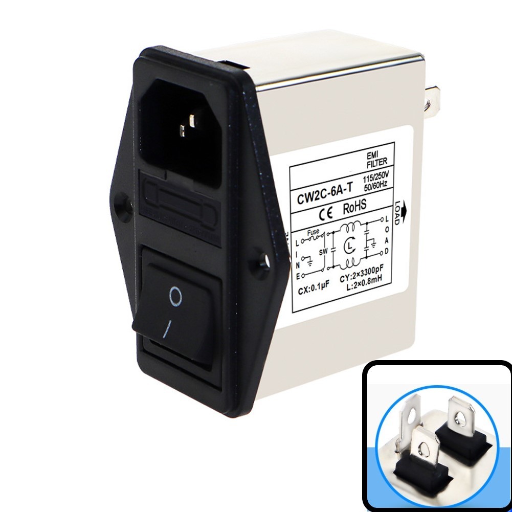 Filtre EMI Avec Prise IEC Et Interrupteur - 3A/6A/10A - Réduit Les Interférences Pour équipements Industriels