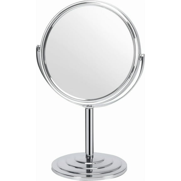 1X 3X Magnifying Makeup Mirror Vanity Mirror for Tabletop, Silver 7 Inch Standing Bathroom Cosmetic Mirror, Portable Double Sided Magnification Mirror