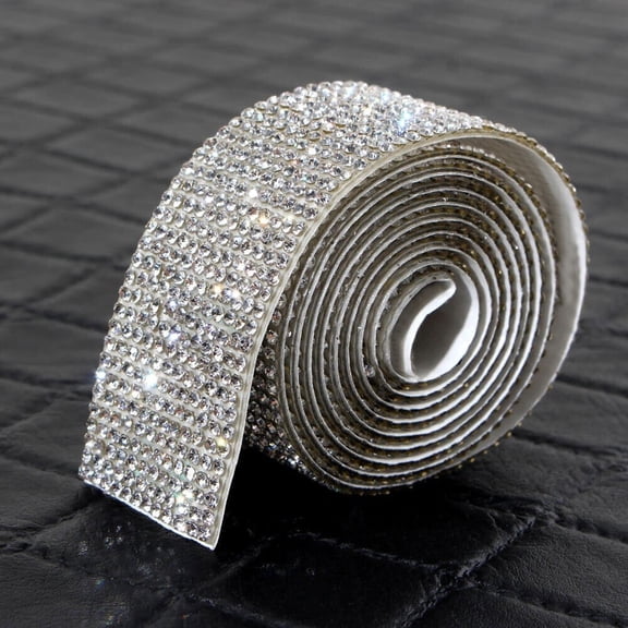 1X 90Cm Silver White Rhinestone Diamond Crystal Bling-Decor Sticker Car Clothing 2.6Cm Fangkenuo