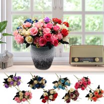 1X Artificial Flower Clearance! Artificial Flowers Artificial Roses.12 Little Rose Silk Flowers. Plastic Flowers Plants for Home Hotel Wedding Christmas Tables Decorations, Fake Flowers
