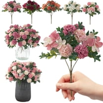 1X Artificial Flower Clearance! Nomeni Decorative Flowers 16 Hydrangea Bouquet Home Decor Autumn Color, Fake Flowers Promotion Sale! Orange